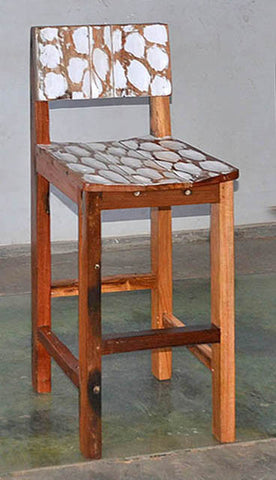Standard Bar Chair W/ White Carving- #128