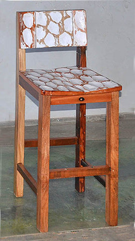 Standard Bar Chair W/ White Carving- #129