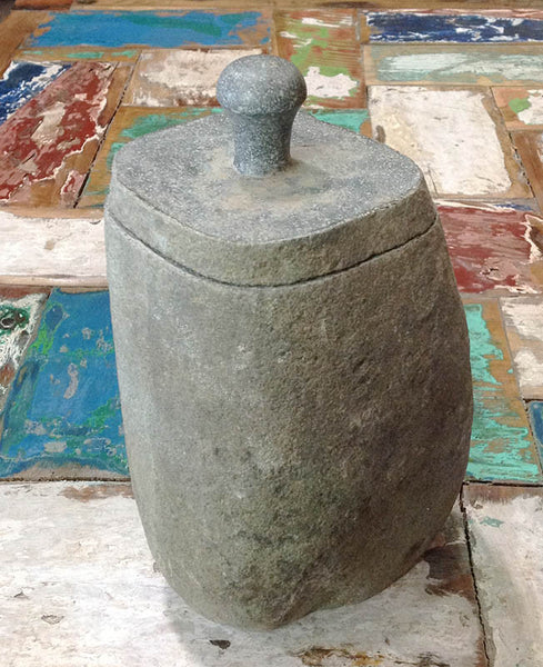 Stone Jar With Lid - Medium - #99M